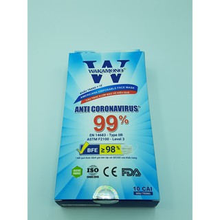 HỘP 10 CÁI - KHẨU TRANG Y TẾ WAKAMONO - 4 LỚP MÀU TRẮNG