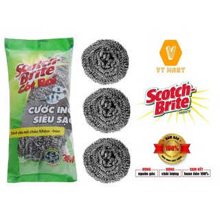 [Cước Cọ Rửa] Inox [Siêu Bền] 3M Scotch - Brite - Gói 3 Miếng - CRINOX - HIBUVTAUTO