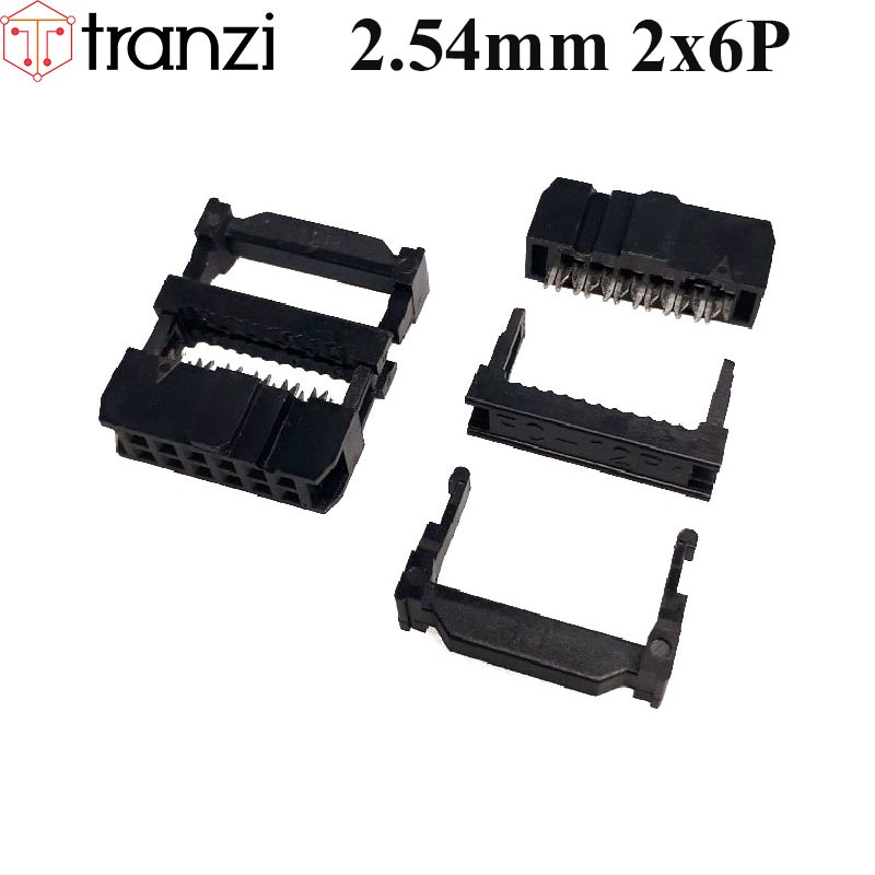 Đầu dập cáp 2.54mm IDE IDC 2x6P FC đen - túi 10 cái