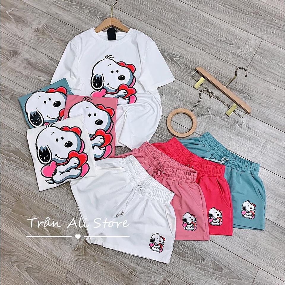 bộ thun cộc tay quần short in hình snoopy | BigBuy360 - bigbuy360.vn