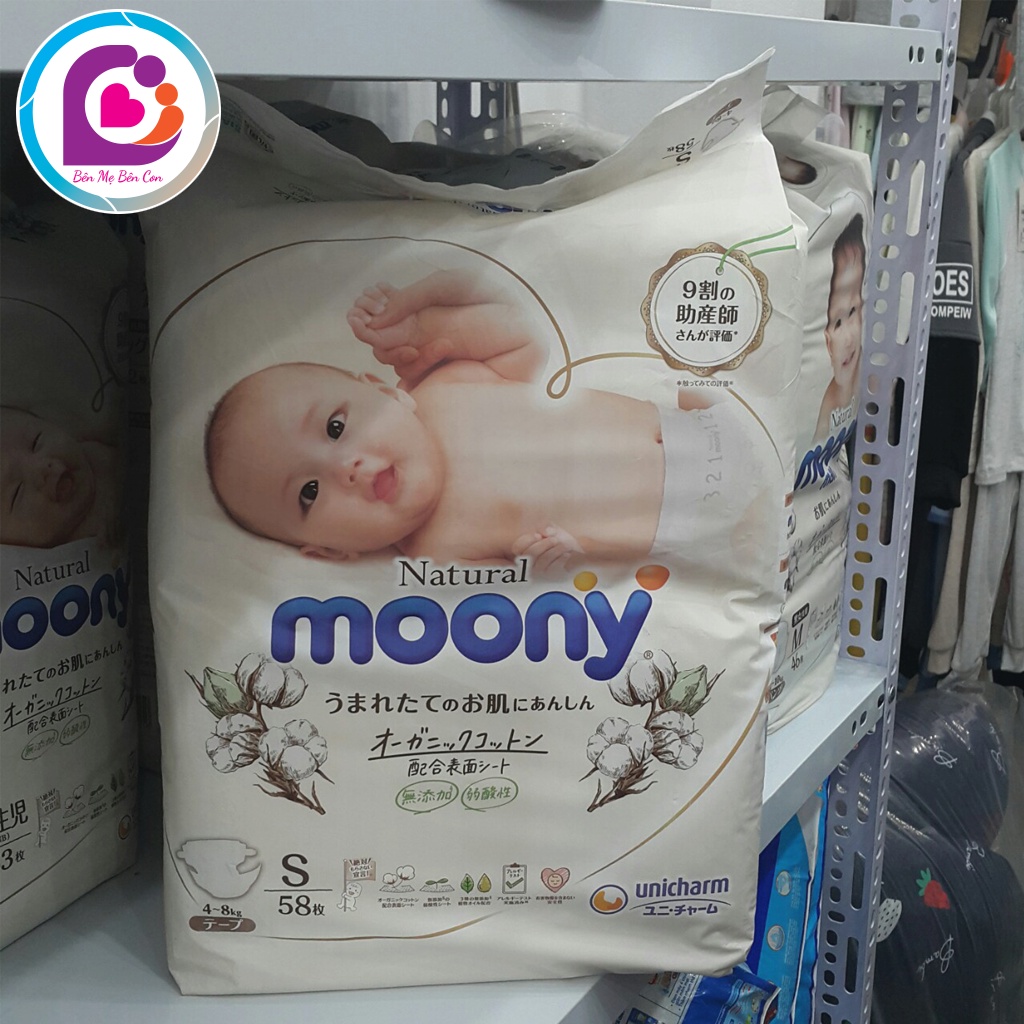 Bỉm Moony Natural/ bỉm dán Moony Natural đủ size NB63/S58/L38