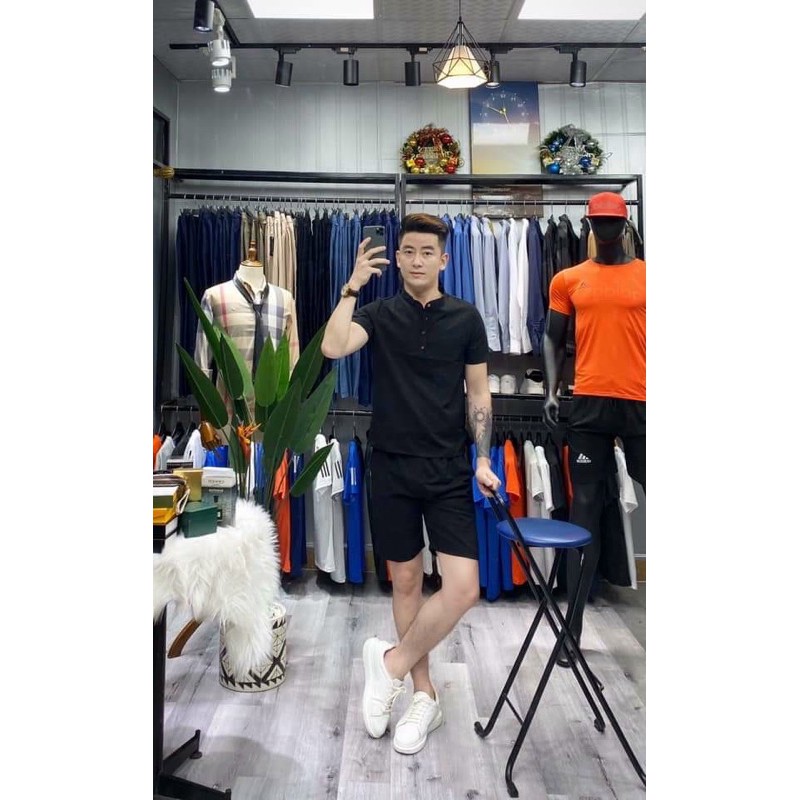 Đồ bộ đũi cổ tàu cúc gỗ . Bộ đũi nam thời trang . | BigBuy360 - bigbuy360.vn