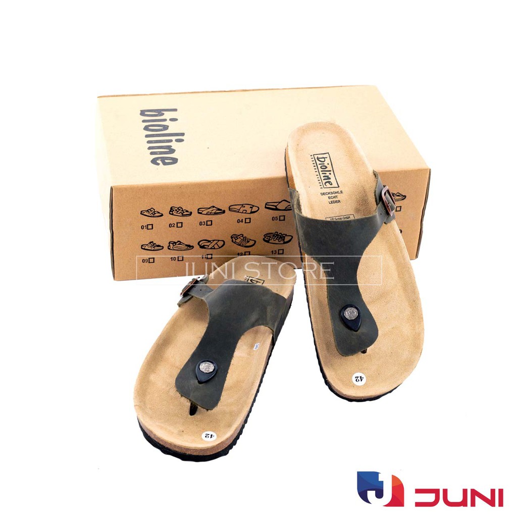 [DA BÒ THẬT] D07- Dép Sandal nam/nữ xỏ ngón Birken Bioline Unisex (Đế trấu) - Juni Store