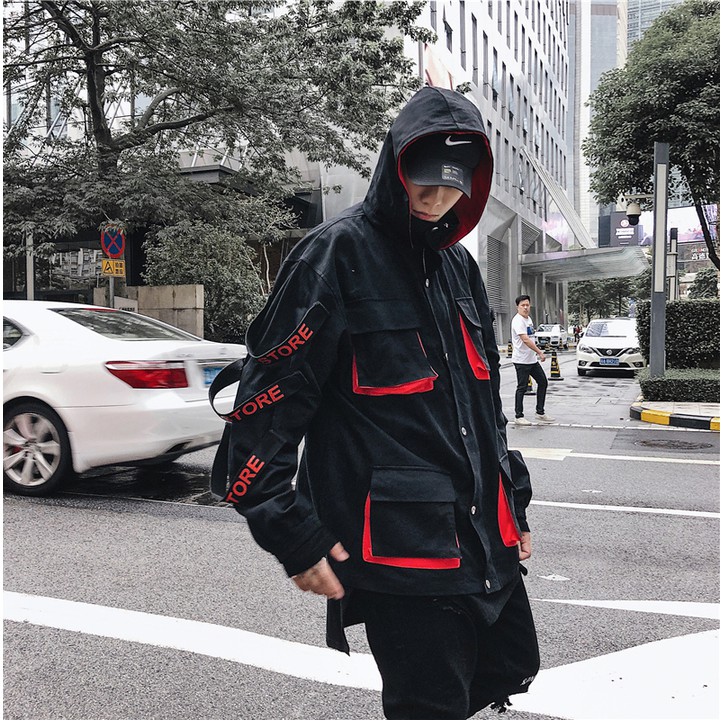 Áo Khoác Nỉ Nam Liền Mũ Phối Túi Hộp Kết Hợp Dây Hai Tay Áo Thời Trang Thu Đông AO KHOAC NAM 9000026