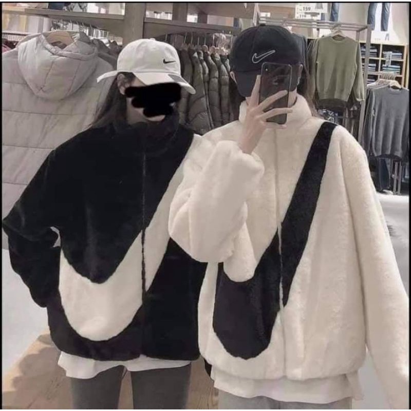 Áo khoác Lông Hoạ Tiết Hình Vảy Cổ Cao🌺[ FREESHIP] Áo khoác khoá kéo from rộng phối màu đen trắng Ullzang | BigBuy360 - bigbuy360.vn