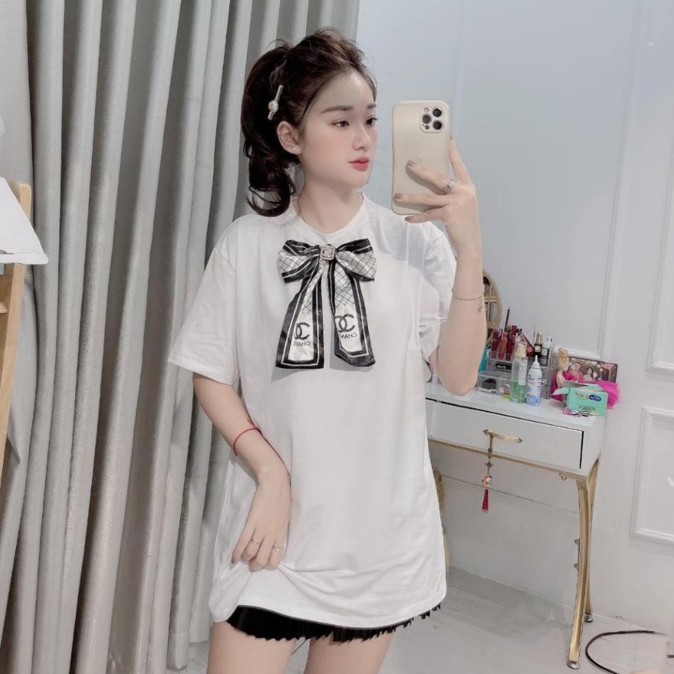 Áo phông nữ, áo thun nữ trơn cổ nơ có thể tách rời chất cotton tàu mềm mịn 👕 *