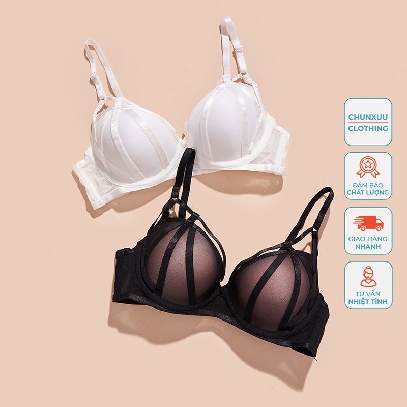 Áo lót nữ đệm dày nâng ngực CHUNXUU, có gọng quả tròn siêu nâng đẩy, phối ren sexy quyến rũ - AV34