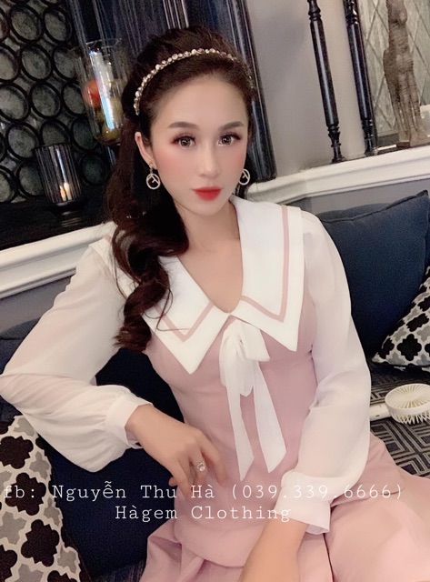 SET ÁO TIỂU THƯ CỔ THUỶ THỦ NƠ TAY VOAN CHÂN VÁY XẾP LI
