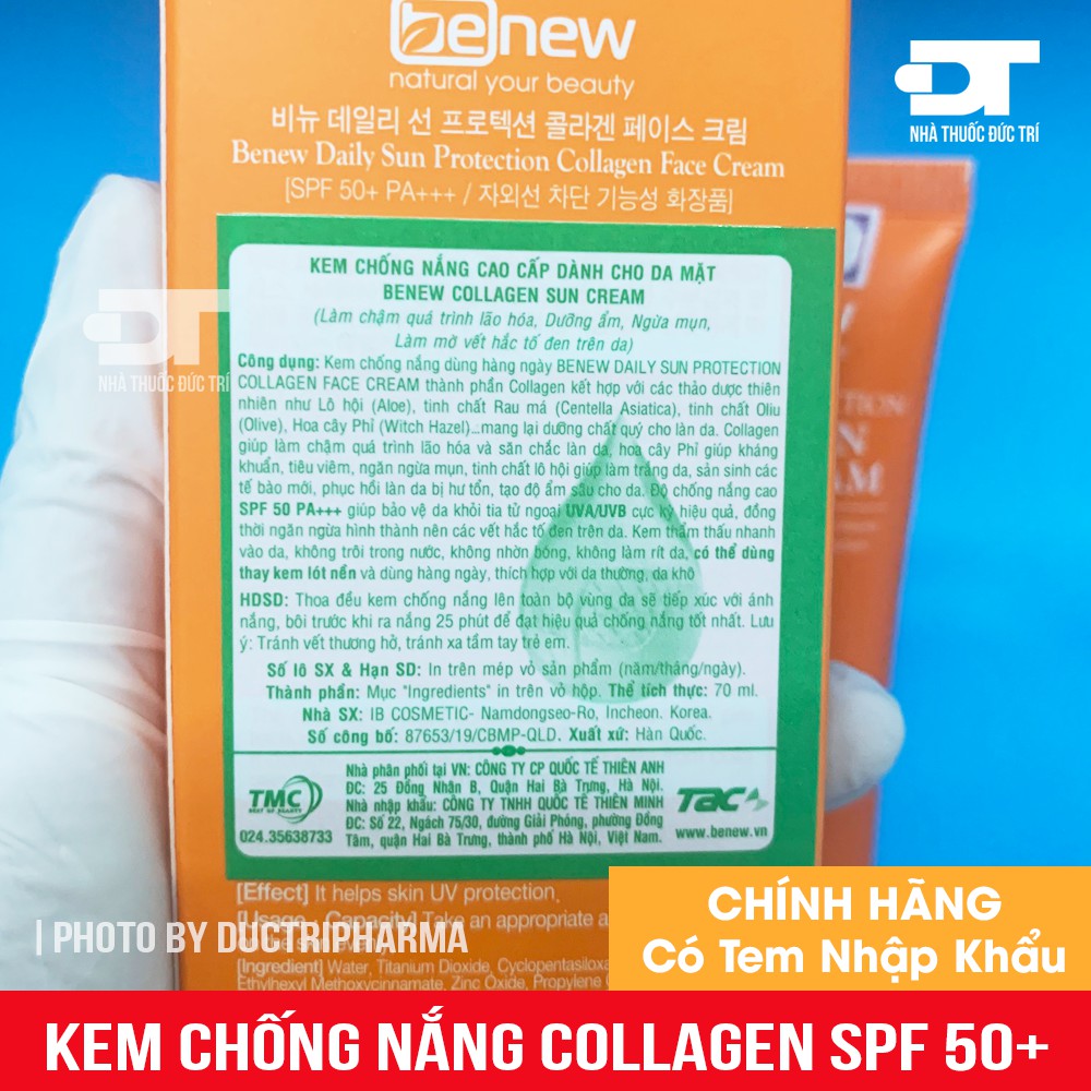 Kem chống nắng COLLAGEN BENEW dành cho da mặt và toàn thân FACE CREAM SPF 50 PA+++