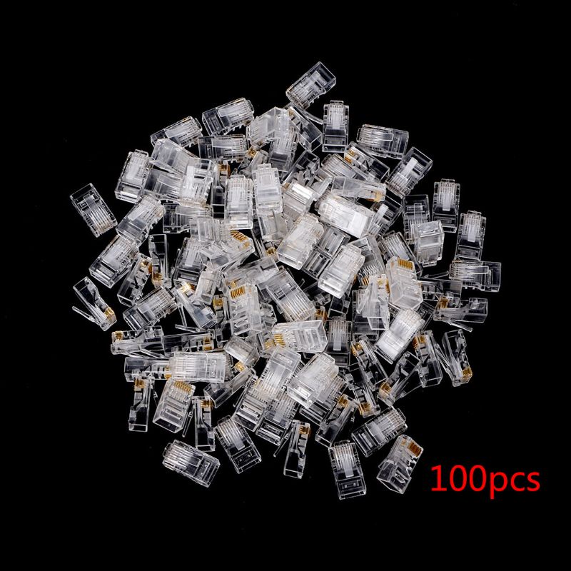 Set 100 / 25 Đầu Nối Mạ Vàng RJ45 CAT5 CAT5E Connec