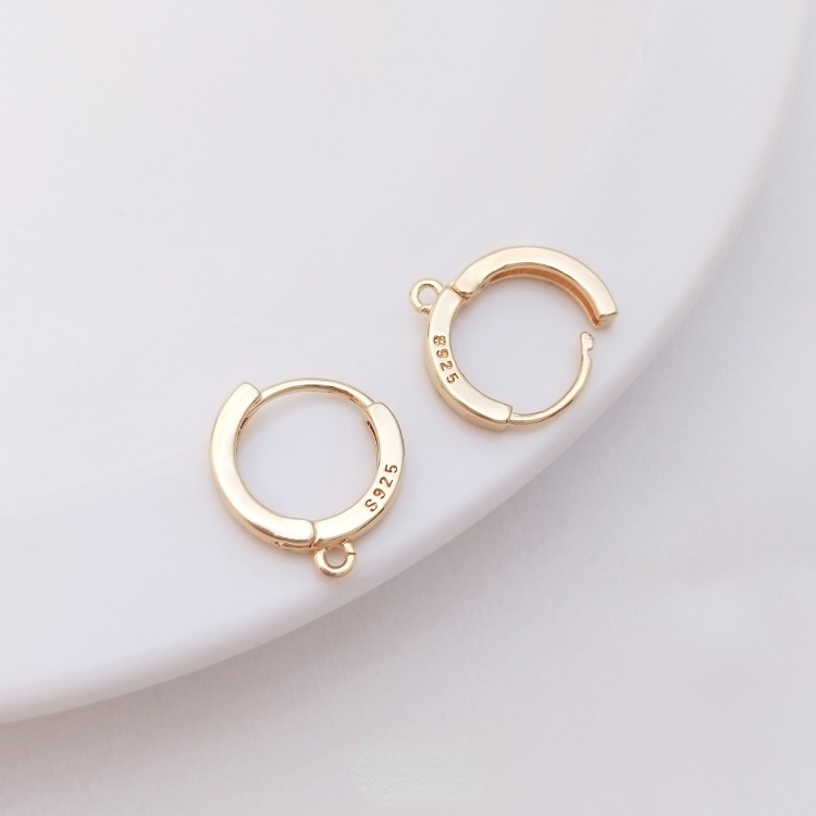 Một Cặp Bông Tai Tròn 14K Bằng Đồng Màu Vàng Đồng Có Khóa Treo Trang Sức Thủ Công