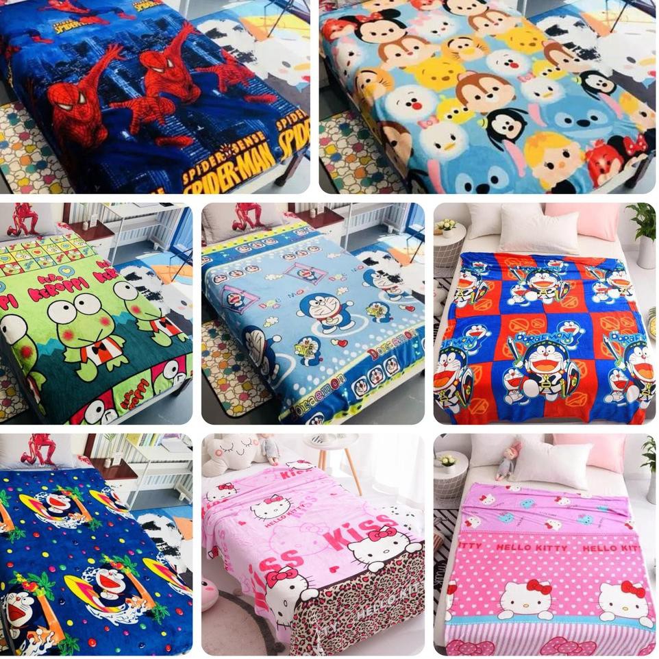 Chăn Lông Cừu In Hình Doraemon / Tayo Keropi / Spiderman / Hello Kitty Dl Dz