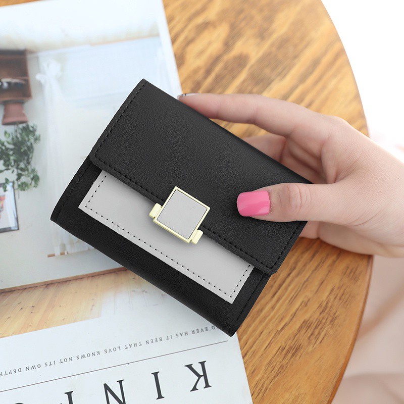 Ví Đựng Tiền Xu Mini Gấp Ba Có Khóa Kéo Giá Đỡ