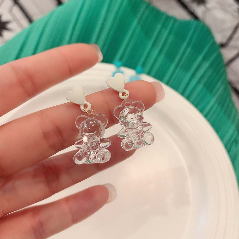 Bông tai nhựa resin acrylic hình gấu màu kẹo ngọt ngào thời trang cho nữ