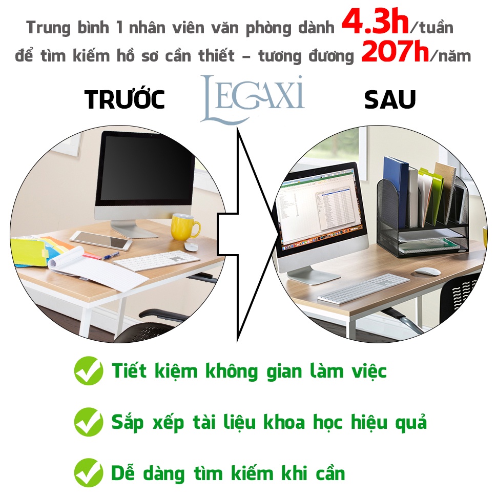 Dụng Cụ Khay Kệ Đựng Sách Tài Liệu Khung Sắt Nguyên Khối Để Bàn 3 Tầng Đa Năng