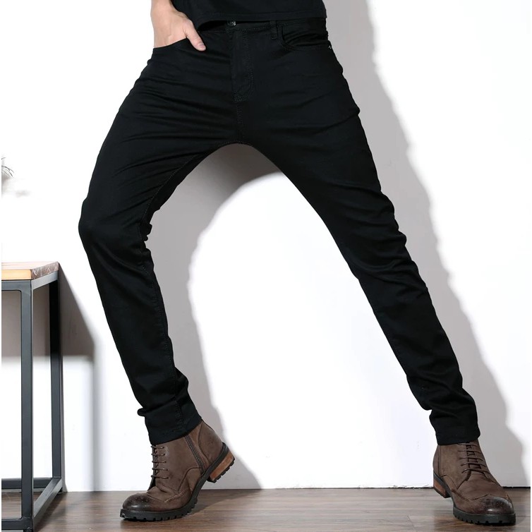 ĐỦ SIZE 28-36 QUẦN JEAN NAM ĐEN TRƠN ỐNG CÔN DÁNG BODY VẢI CO GIÃN CAO CẤP CÓ BIG SIZE ĐẠI Vakado