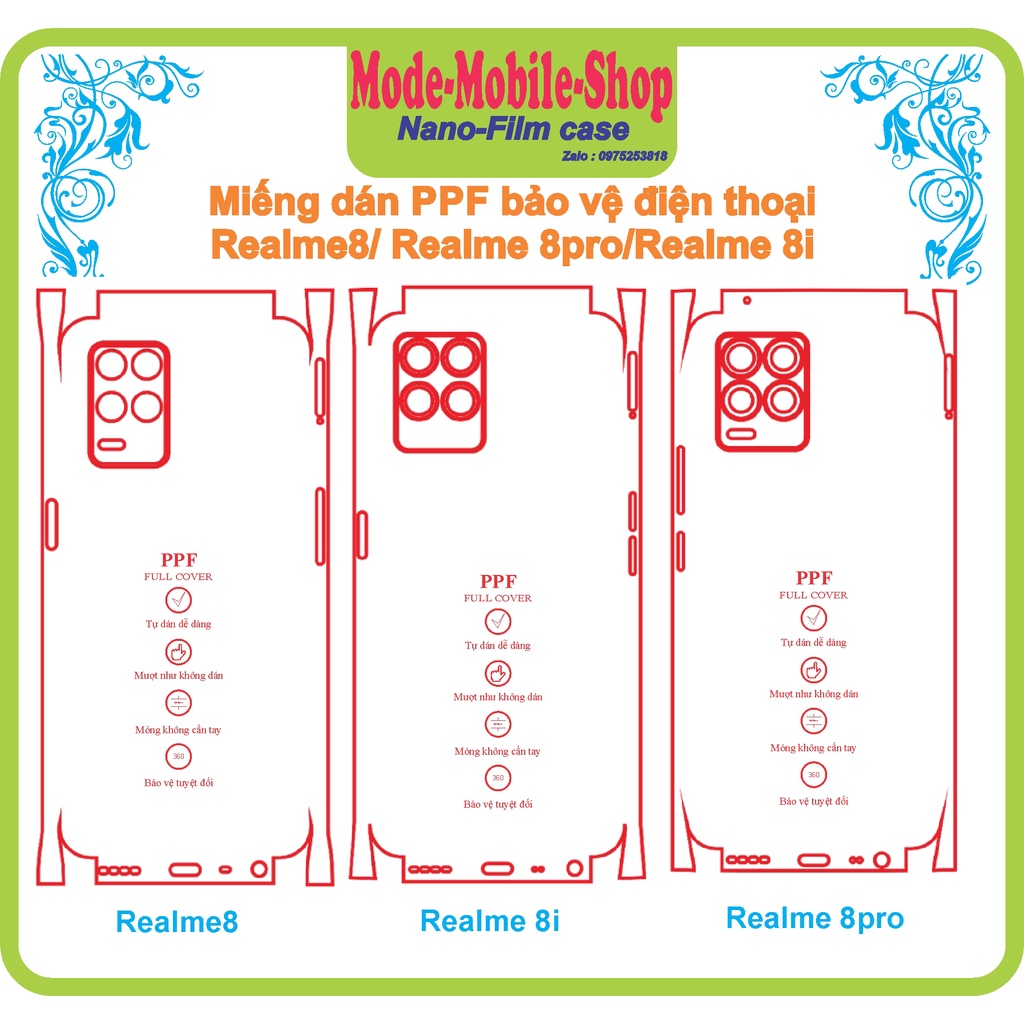 Miếng dán ppf bảo vệ điện thoại realme8/relame 8 pro