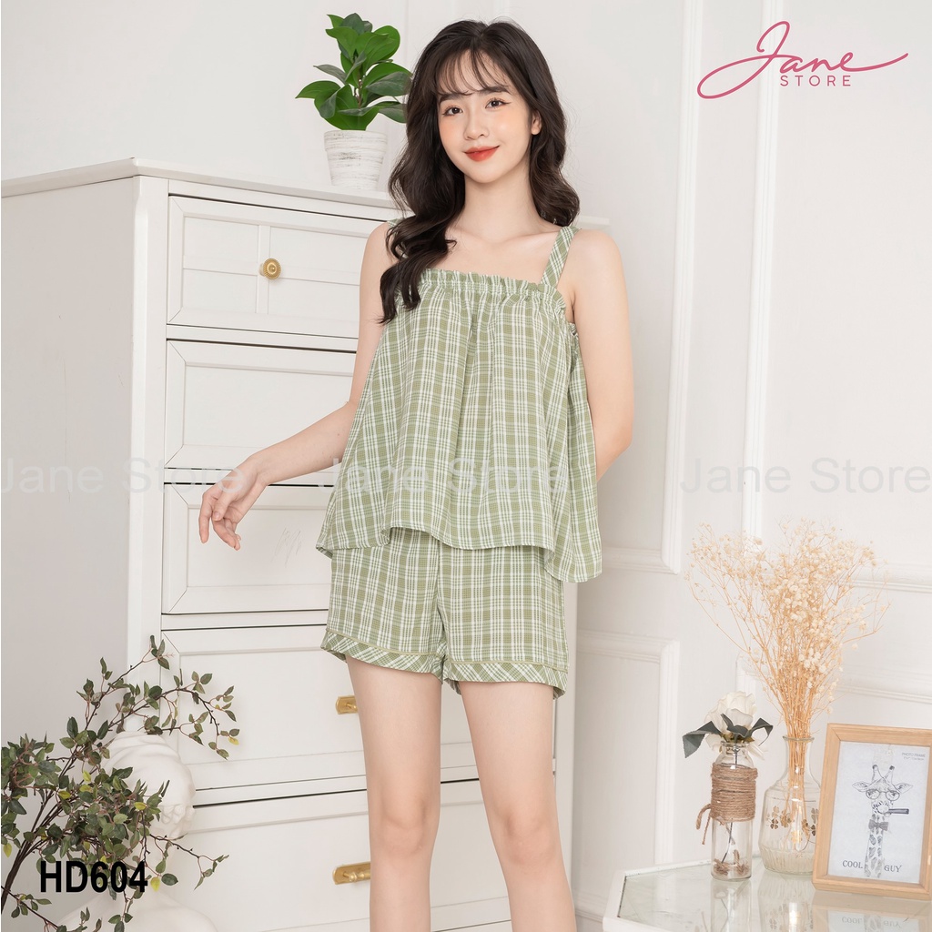 Set đồ ngủ 2 dây JANE họa tiết kẻ caro mã HD60 dễ thương. | BigBuy360 - bigbuy360.vn