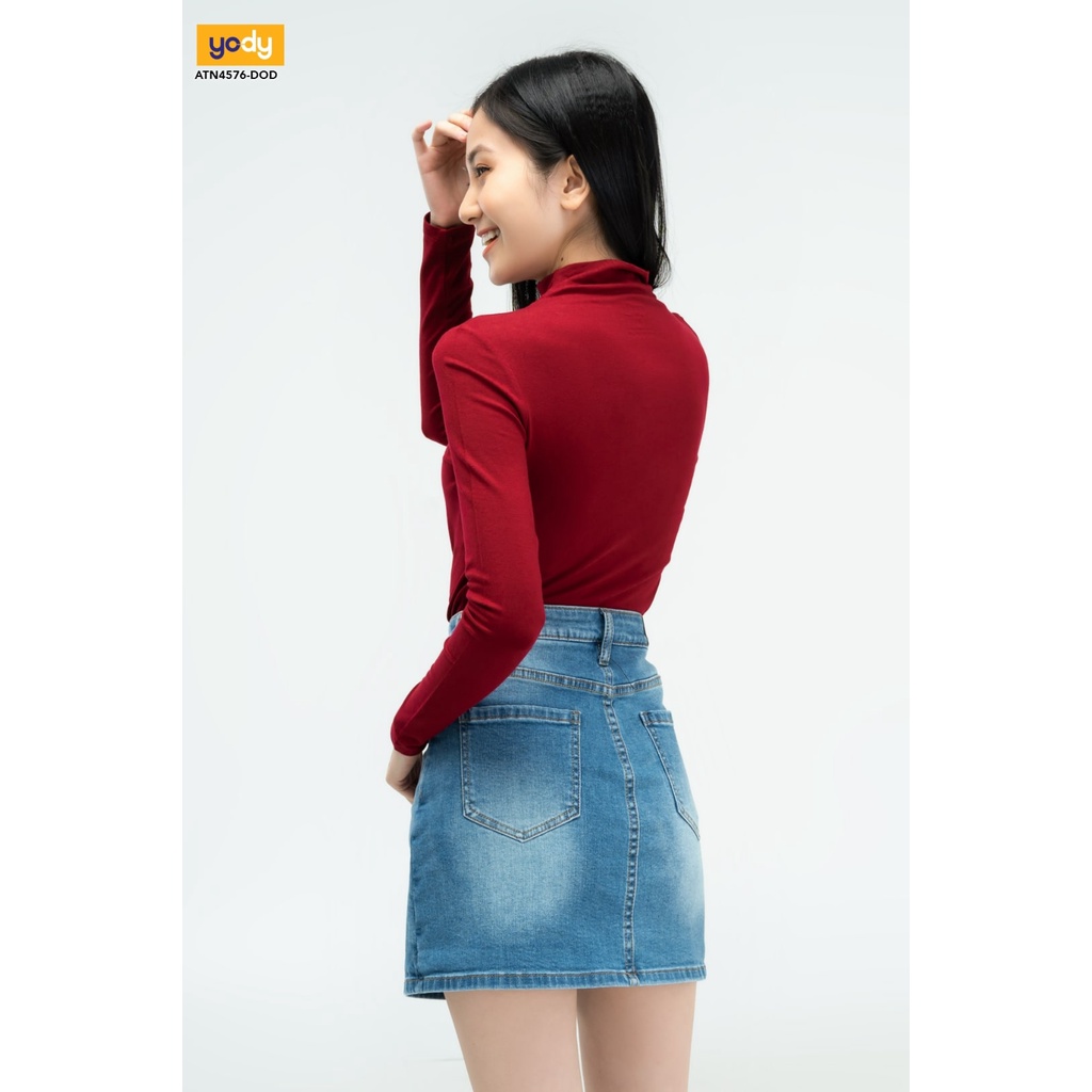 [Mã WABRYD1111 giảm 10% đơn 250K] Áo thun nữ YODY dài tay cổ liền nịnh dáng ATN4576 | BigBuy360 - bigbuy360.vn