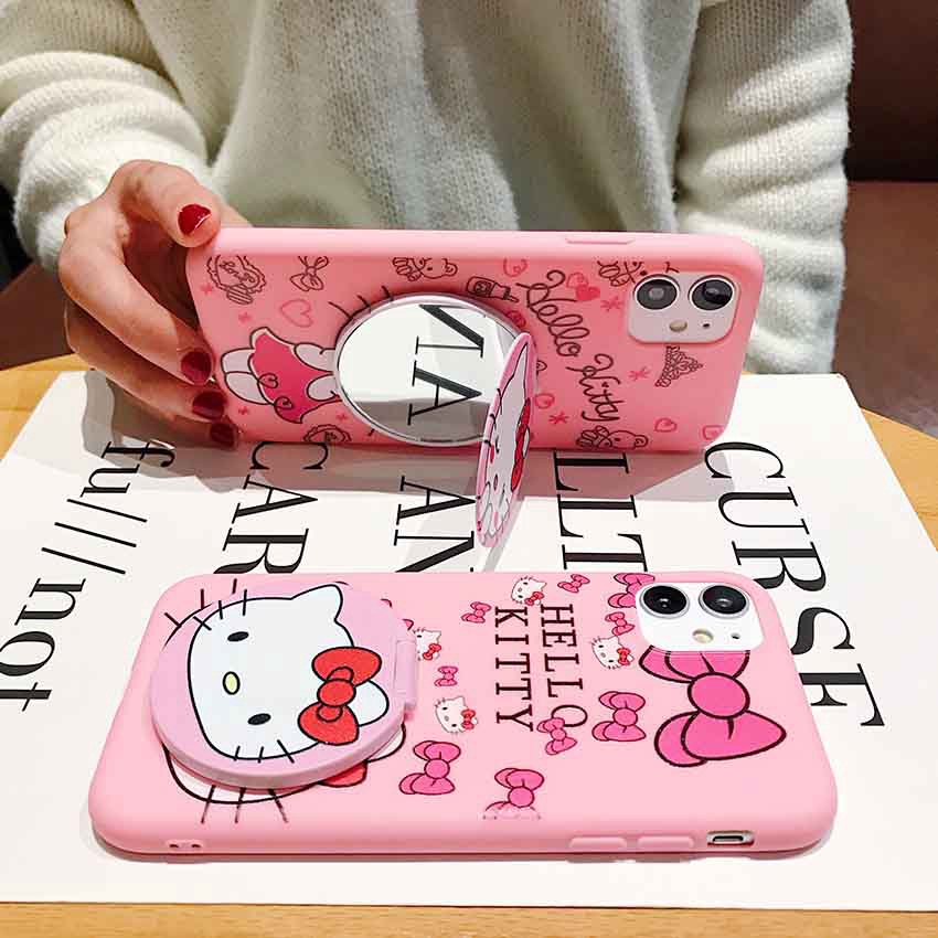 Casing Soft Case TPU REALME 7i C17 C15 C11 7 oppo a31 a3s A12E / A5 A5S A7 A9 A93 f11 A12 A15 / F9 / F9 Pro F5 / F1s / a37 / a83 / A53 A32 A52 A92 Motif Hello Kitty Mirror Case