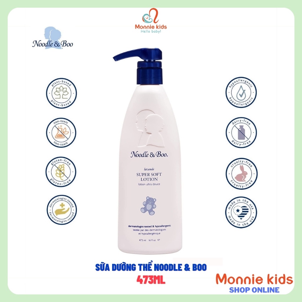 Sữa dưỡng thể cho bé NOODLE &amp; BOO Mỹ 473ml, sữa dưỡng thể tư nhiên an toàn - Monnie Kids