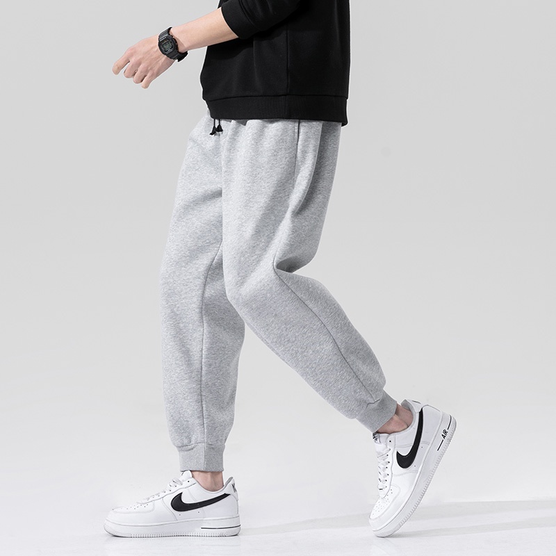 Quần ống rộng lót nhung dày màu sắc đơn giản thoải mái thời trang mùa đông size M-5XL cho nam