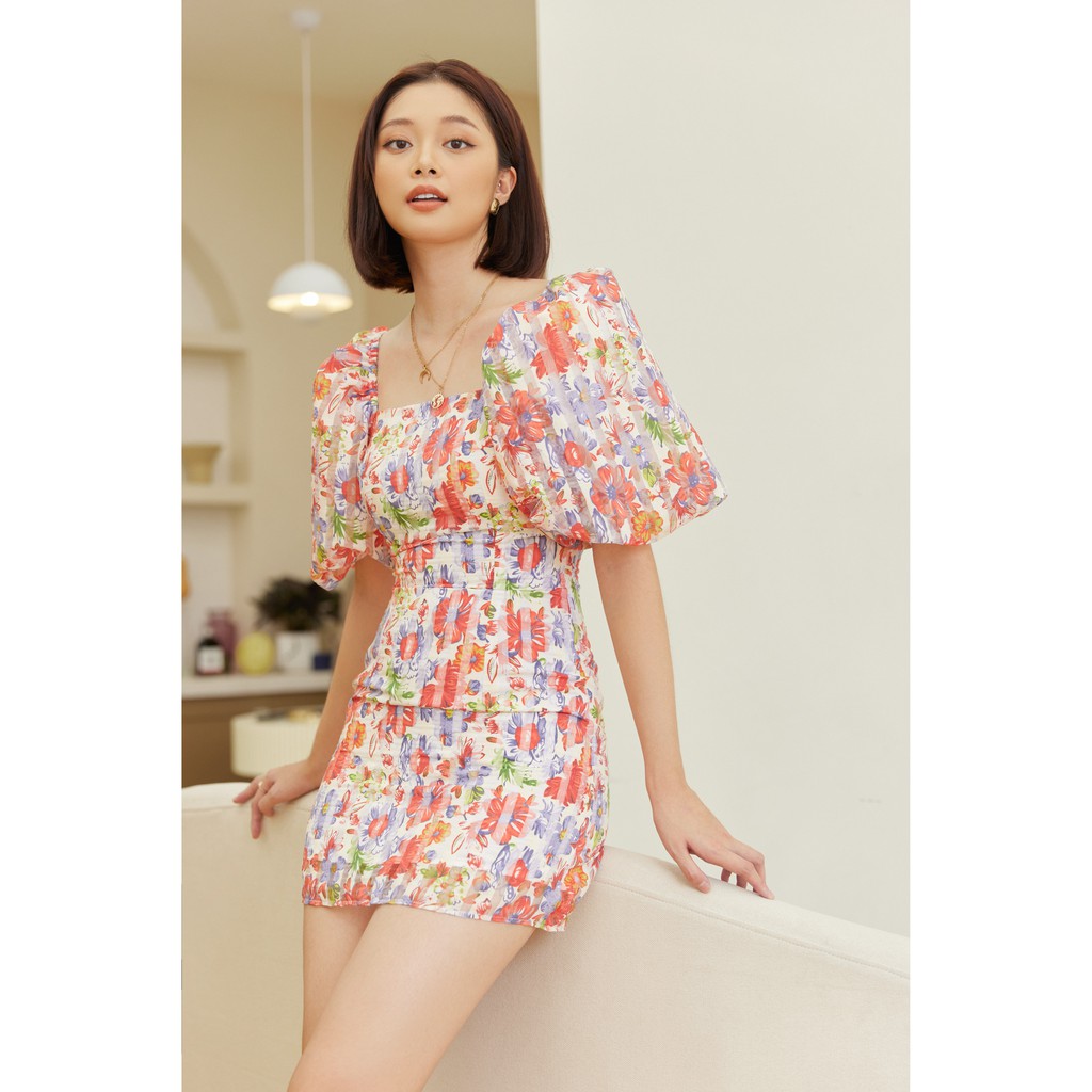 Đầm Kiểu Tay Phồng Dáng Ôm Hoa Cam EDINI - D1410 | BigBuy360 - bigbuy360.vn