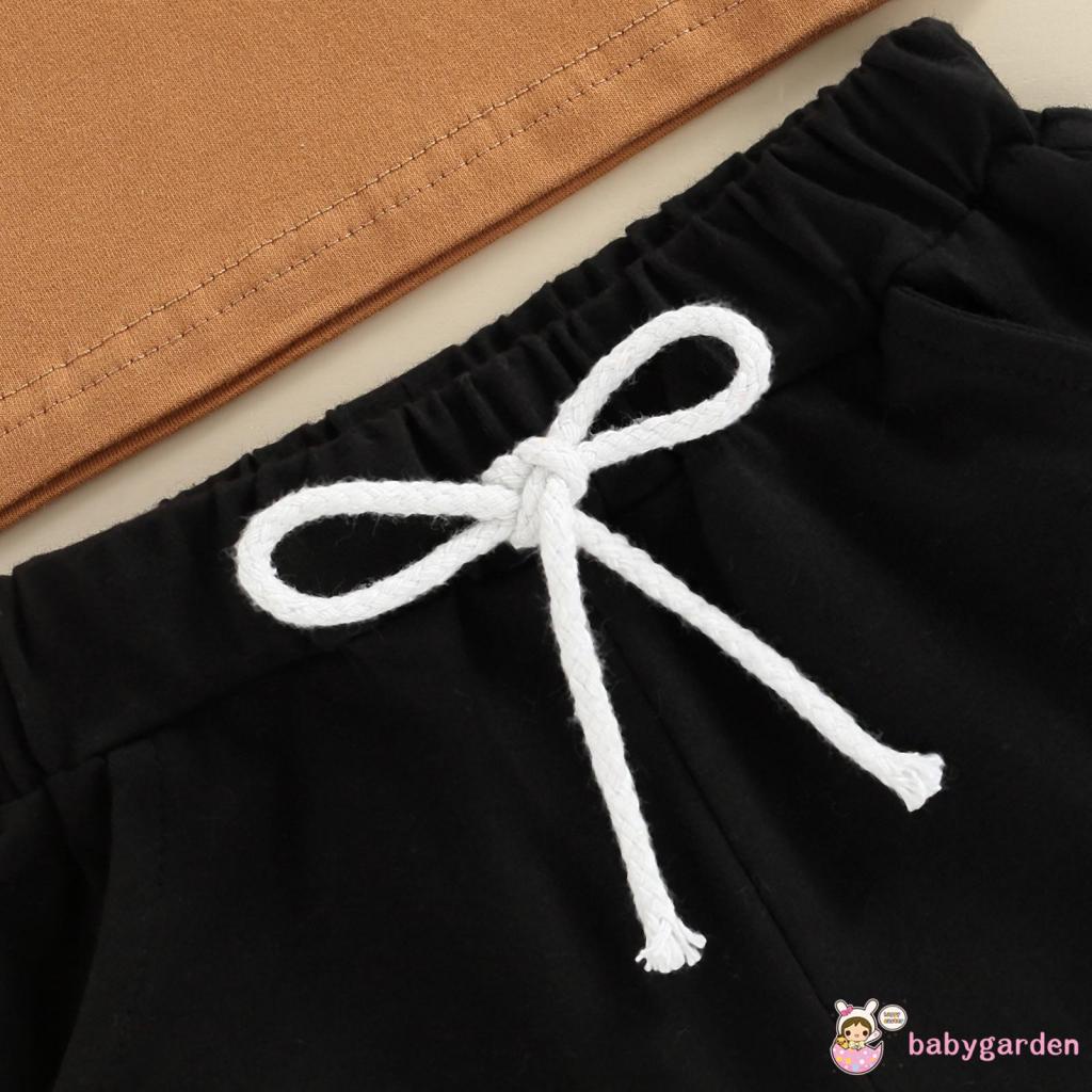 Set Áo Thun Tay Ngắn Cổ Tròn In Chữ + Quần Short Lưng Thun Thời Trang Mùa Hè Cho Bé Trai 1-5 Tuổi