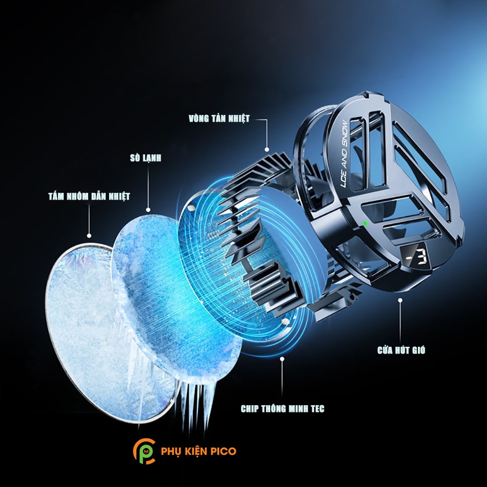 Quạt tản nhiệt điện thoại X25 sò lạnh từ tính màn hình hiển thị nhiệt độ Led RGB - Tản nhiệt máy tính bảng X25