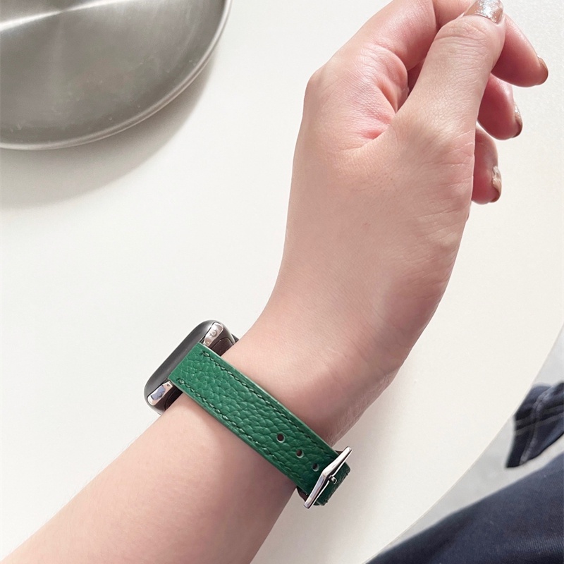 Dây Đeo Bằng Da Mỏng Cho Đồng Hồ Thông Minh Apple Watch 41mm 45mm 40mm 42mm 38 44mm Iwatch Series 7 6 SE 5 4 3