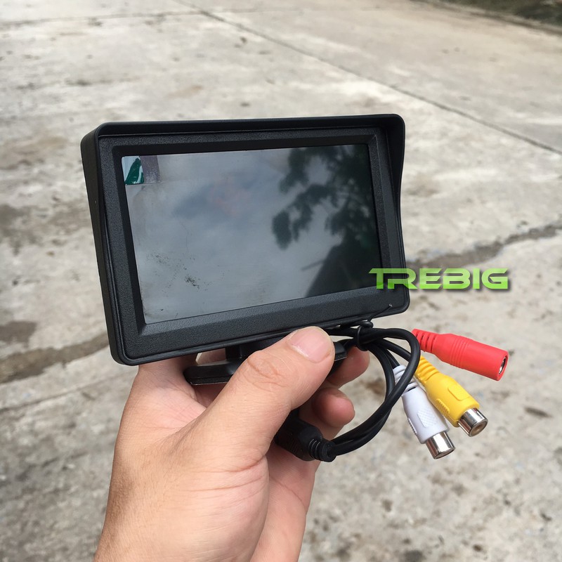 Màn hình ô tô LCD hiển thị video truyền tín hiệu từ camera lùi, đầu DVD, màn hình xe tải 4.3 inches dây AV 15m