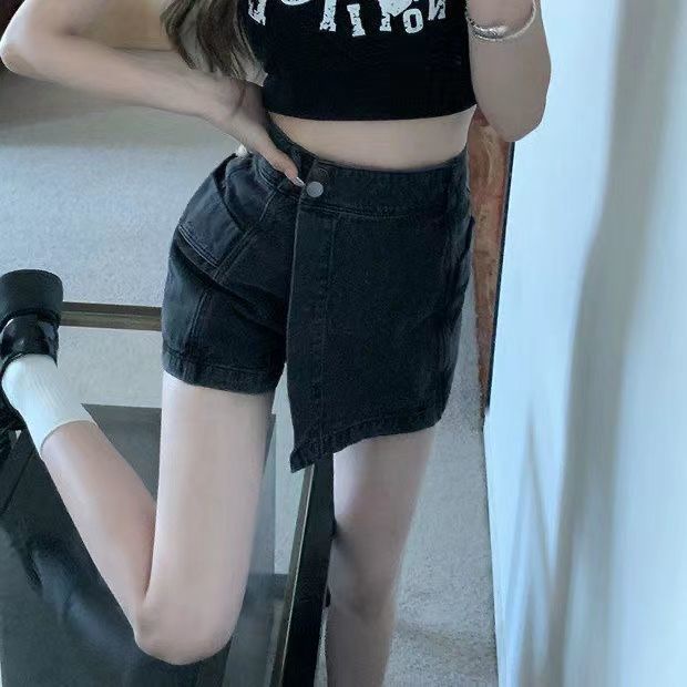Quần Short Denim Lưng Cao Dáng Rộng Phong Cách Retro Mỹ Cho Nữ