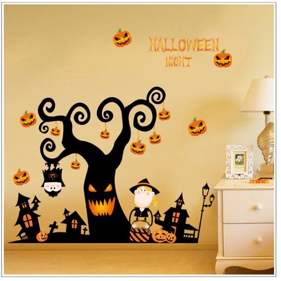 [GIÁ XƯỞNG] giấy dán tường Halloween - Decal dán kính trang trí Halloween có keo sẵn