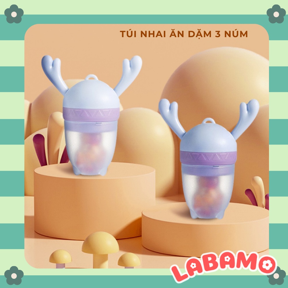 Túi nhai ăn dặm cho bé cao cấp chống hóc 3 núm LABAMO TN 01