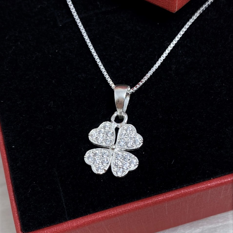Dây chuyền bạc nữ mặt hình cỏ 4 lá, Chất liệu bạc thật, thiết kế tinh xảo - Trang sức bạc Evasilver
