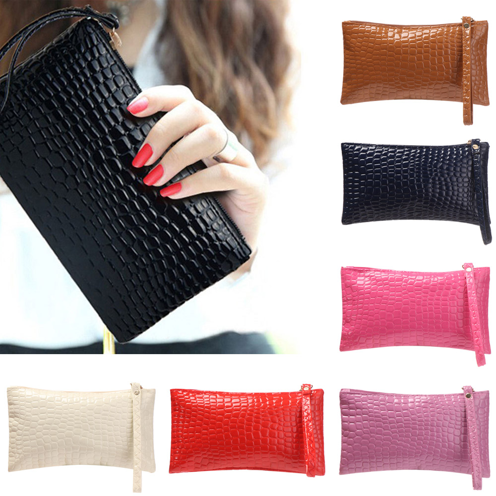 Ví Da Pu Cầm Tay Chống Nước Màu Trơn Cho Nữ