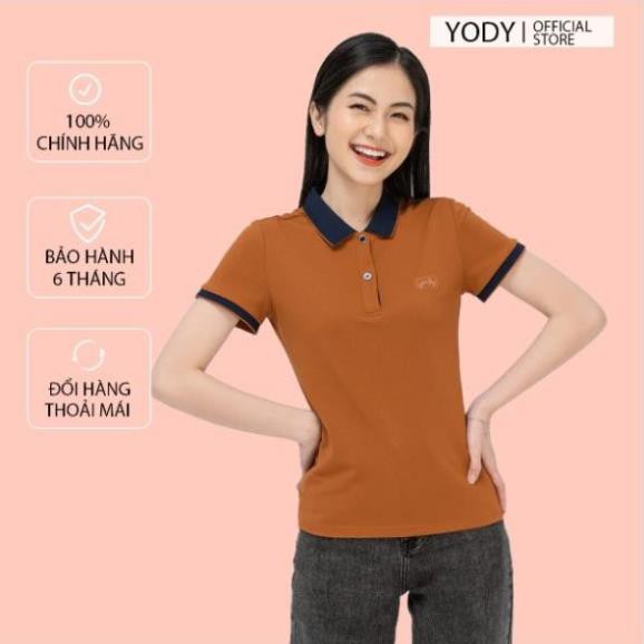 Áo Polo Nữ Café Phối Nẹp YODY Form Vừa, Tôn Dáng, Tôn Da, Áo Nữ Thời Trang Việt - Mã: APN3700 🏆 ❕ . *