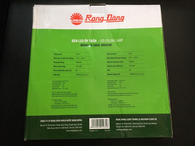 Đèn led ốp trần 24W Rạng Đông tròn Ø300mm