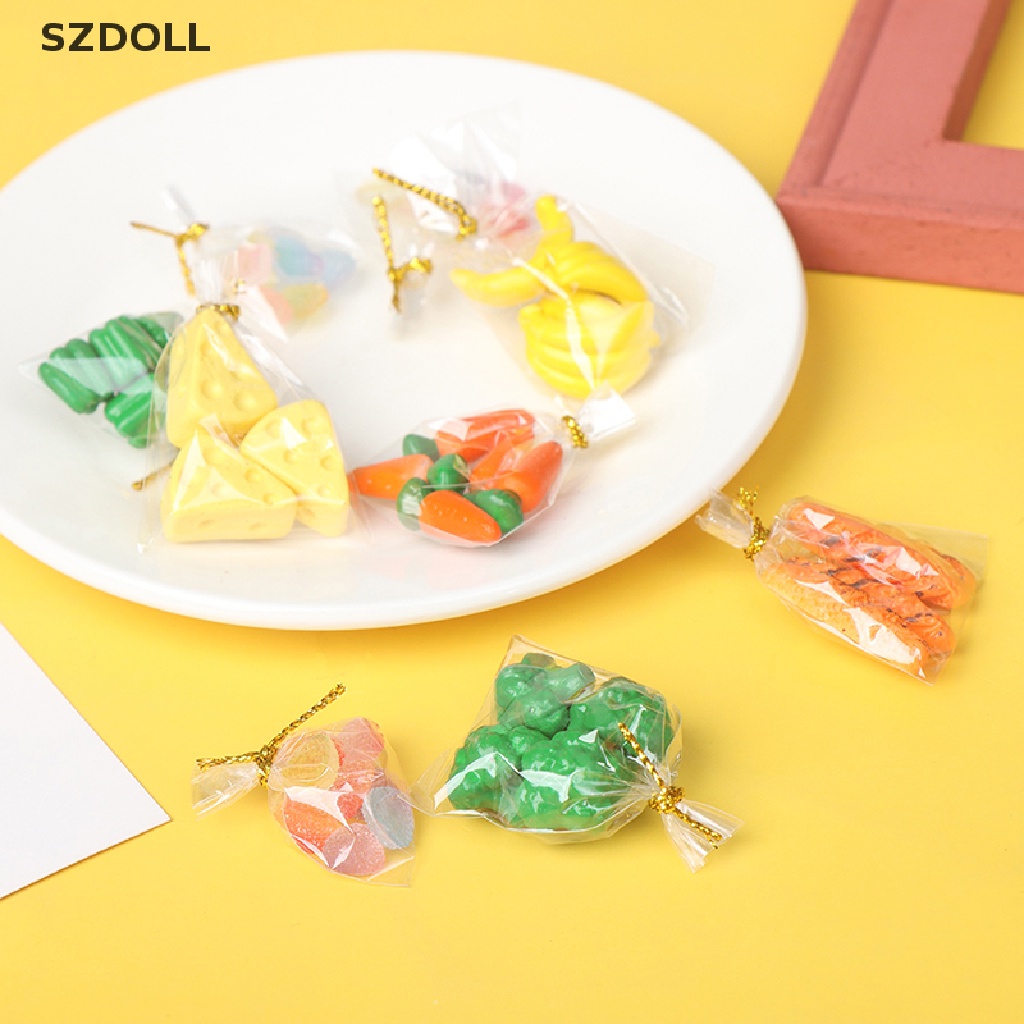 Túi phụ kiện mô hình đồ ăn rau củ quả kẹo bánh mì tùy chọn trang trí nhà búp bê tỉ lệ 1/ 12