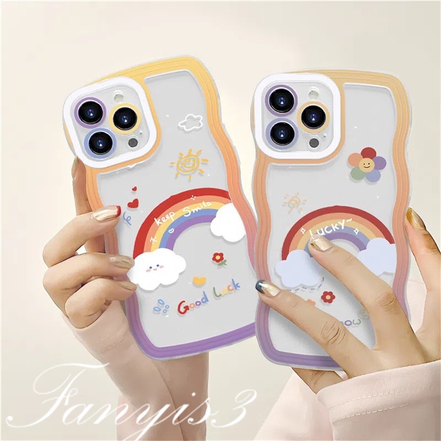 Ốp Điện Thoại TPU Mềm Họa Tiết Mặt Cười Cầu Vồng Cho iPhone 14 13 12 11 Pro Max X XR Xs Max 8 7 6 6s Plus SE 2020