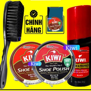 Xi đánh giày đen nâu kiwi chính hãng - si đánh giày và bàn chải đánh giày cao cấp - bộ vệ sinh giày da