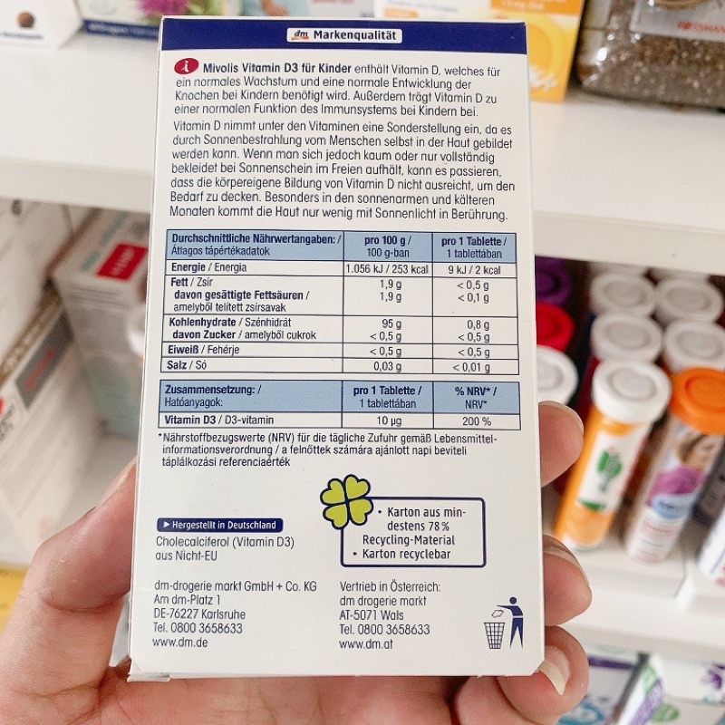 - Kẹo ngậm Mivolis Vitamin D3 fur Kinder hộp 60 viên