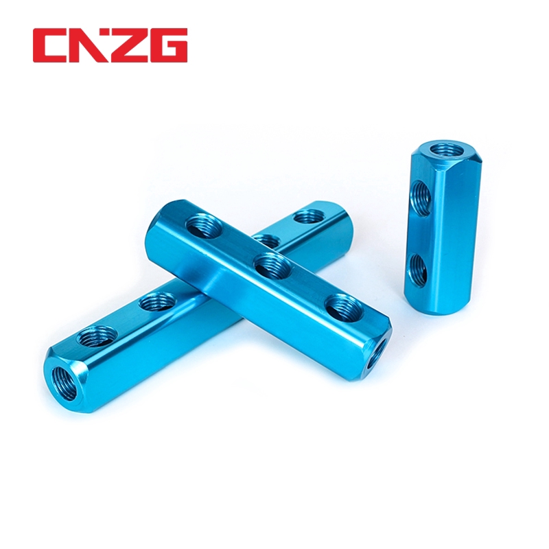 Thanh chia khí nén CNZG cổng ren PT 1/4&quot; 2 3 4 5 6 7 8 9 đầu nối nhanh bằng nhôm
