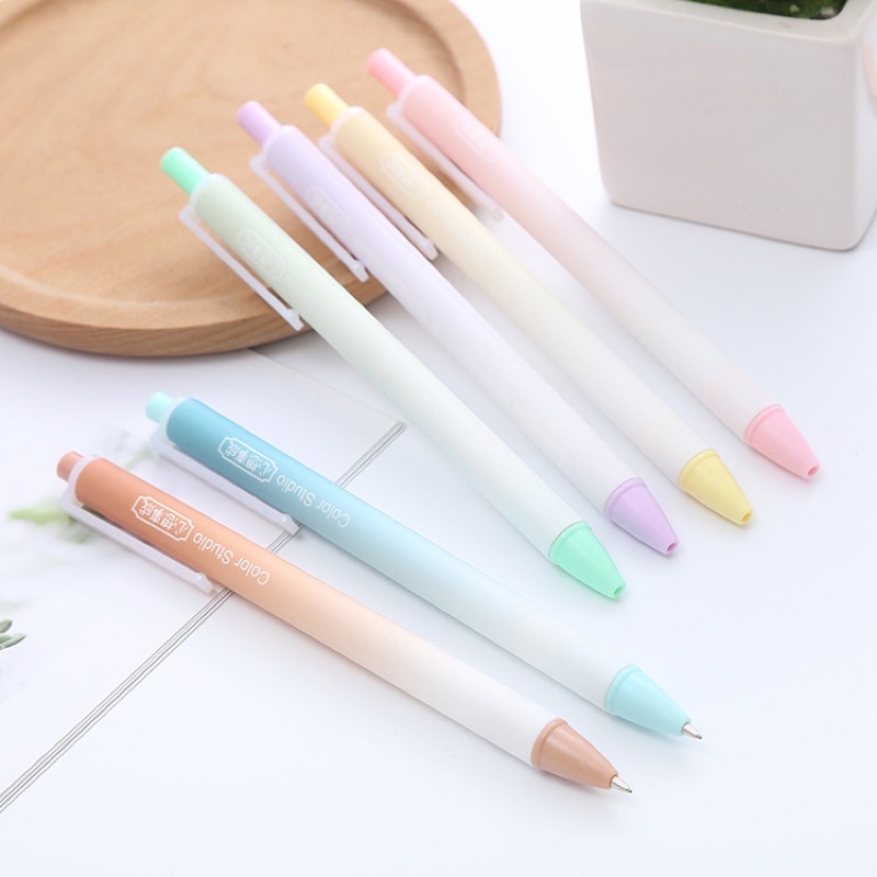 Bút Bi Bấm màu pastel 0.5mm, Bút gel bấm viết mượt mực ra đều, bút bi nước cute Ếch Ộp Vpp