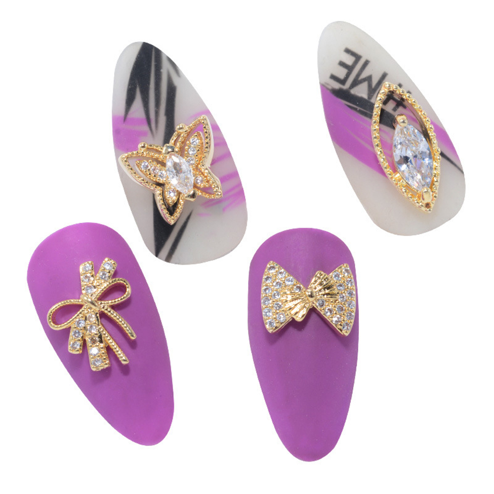 [sweet] 1pc fashion woman Rhinestone Zircon Butterfly pearl Tassel DIY Nail Art ornament