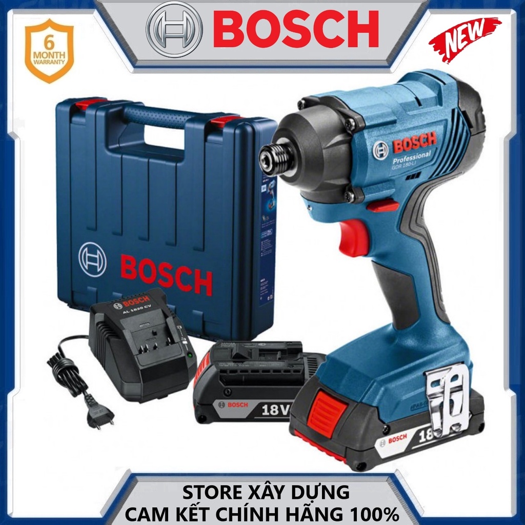 MÁY KHOAN VẶN VÍT DÙNG PIN 18V 1/4 '' (6.35MM) BOSCH GDR 180-LI-HÀNG CHÍNH HÃNG