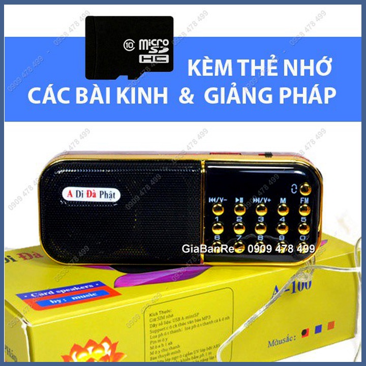 Máy Niệm Kinh Radio Fm Loa Thẻ Nhớ A Di Đà Phật -  A100 Kèm Thẻ Nhớ - 5222