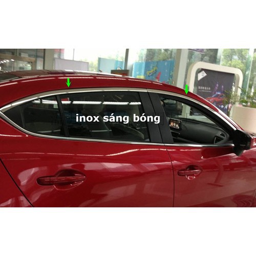 Nẹp viền cong kính Mazda 3 2019-2016 - Inox Sáng bóng