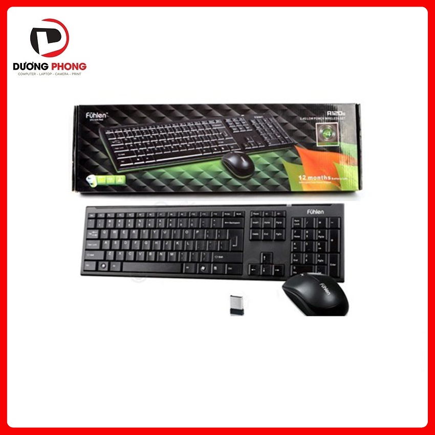 Bộ phím chuột không dây Fuhlen A120G Optical Wireless - BH24T Chính hãng