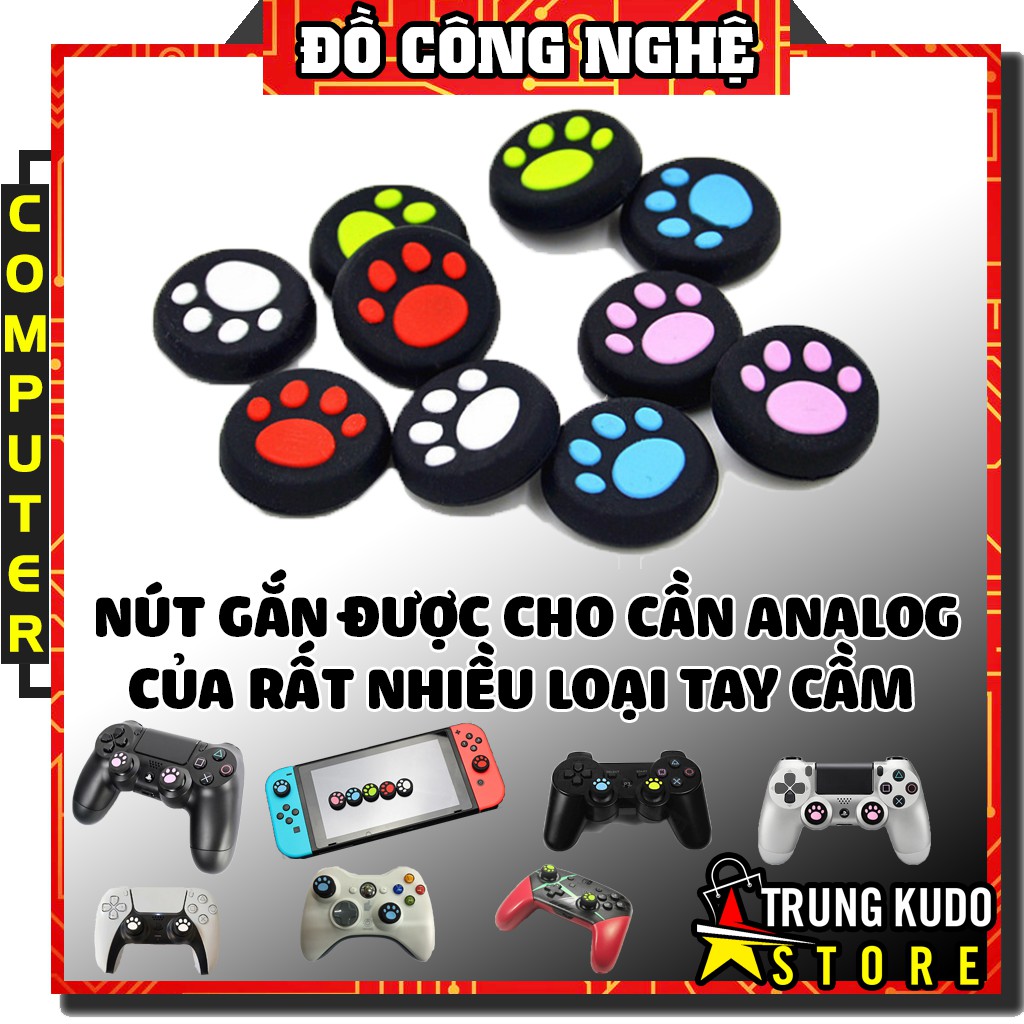 2 Núm Bọc Cần Analog Cho Tay Cầm Xbox, PS -Núm bọc hình chân mèo nhiều màu